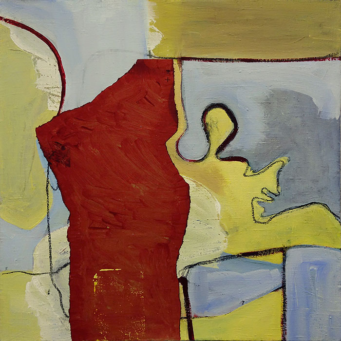 painted on Linen table cloth, started from photo Richard showed me of the sign of walks through Daintree NP, early stage PAINTED over