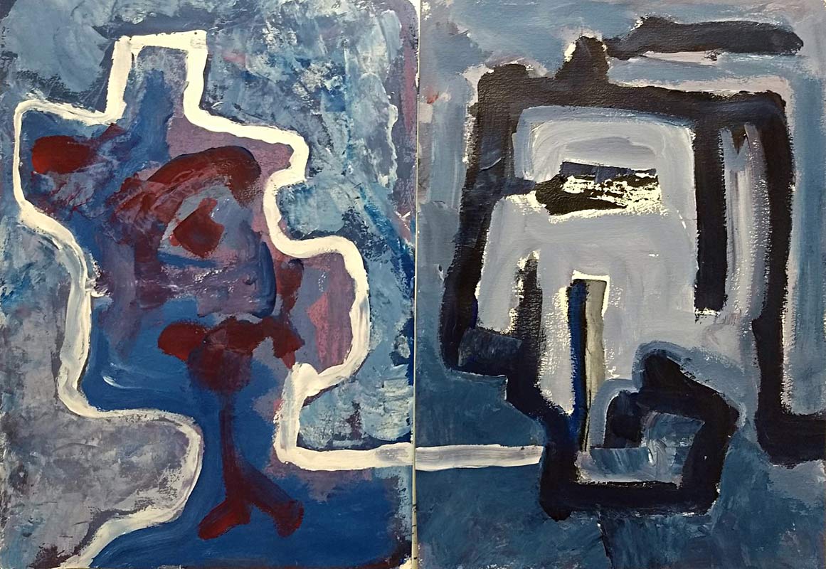 2 heads facing in conversation. MA assessment warm cool colours