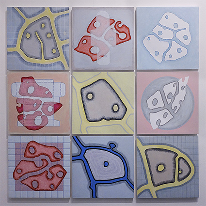 nine Oil dot paintings