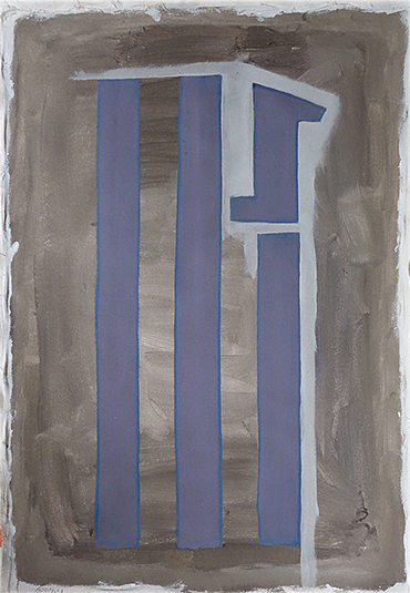 Title 'Bed Sheet' acrylic on cotton bed sheet, 53x36cm, grey geometric abstract